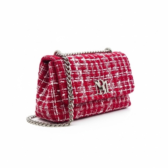 Badgley Mischka Handbags - 💖 NWT Badgley Mischka Red Tweed Chain Crossbody ✨ Chic Statement Bag
